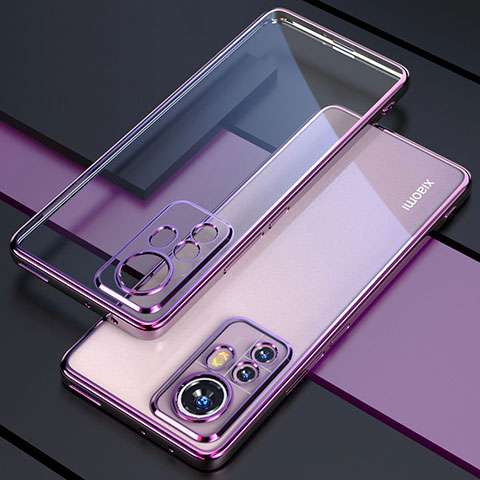 Silikon Schutzhülle Ultra Dünn Flexible Tasche Durchsichtig Transparent H03 für Xiaomi Mi 12 Pro 5G Violett