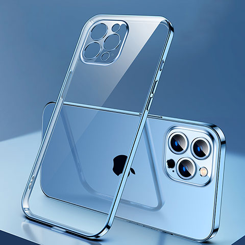 Silikon Schutzhülle Ultra Dünn Flexible Tasche Durchsichtig Transparent H04 für Apple iPhone 13 Pro Max Blau