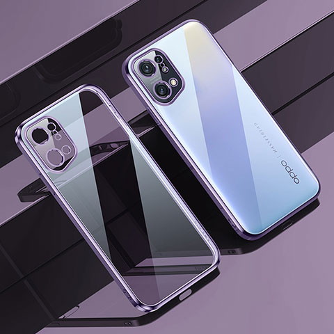 Silikon Schutzhülle Ultra Dünn Flexible Tasche Durchsichtig Transparent H04 für Oppo Find X5 5G Violett