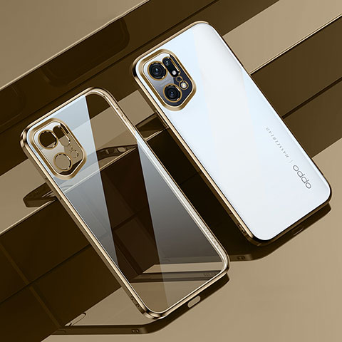 Silikon Schutzhülle Ultra Dünn Flexible Tasche Durchsichtig Transparent H04 für Oppo Find X5 Pro 5G Gold