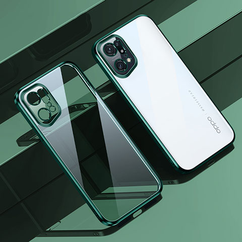 Silikon Schutzhülle Ultra Dünn Flexible Tasche Durchsichtig Transparent H04 für Oppo Find X5 Pro 5G Grün