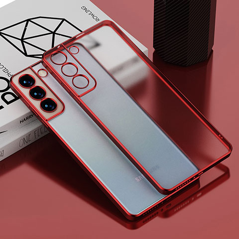 Silikon Schutzhülle Ultra Dünn Flexible Tasche Durchsichtig Transparent H04 für Samsung Galaxy S21 Plus 5G Rot