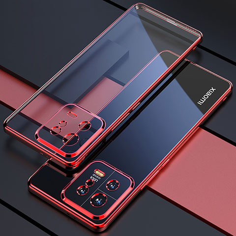 Silikon Schutzhülle Ultra Dünn Flexible Tasche Durchsichtig Transparent H04 für Xiaomi Mi 13 Pro 5G Rot