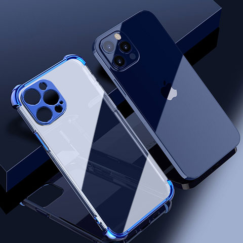 Silikon Schutzhülle Ultra Dünn Flexible Tasche Durchsichtig Transparent H06 für Apple iPhone 13 Pro Max Blau