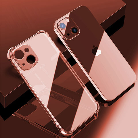 Silikon Schutzhülle Ultra Dünn Flexible Tasche Durchsichtig Transparent H06 für Apple iPhone 14 Rosegold