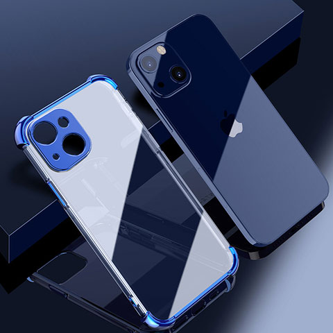 Silikon Schutzhülle Ultra Dünn Flexible Tasche Durchsichtig Transparent H06 für Apple iPhone 15 Blau