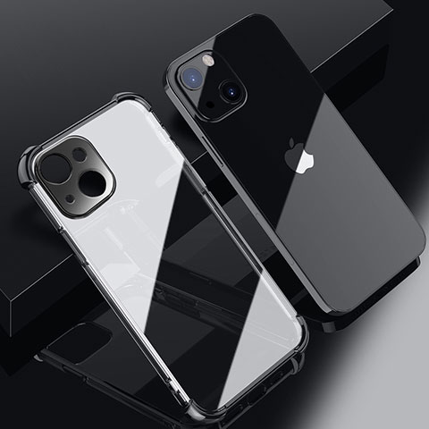 Silikon Schutzhülle Ultra Dünn Flexible Tasche Durchsichtig Transparent H06 für Apple iPhone 15 Schwarz