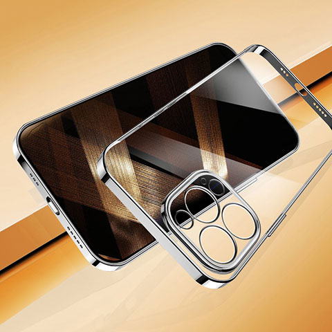 Silikon Schutzhülle Ultra Dünn Flexible Tasche Durchsichtig Transparent H07 für Apple iPhone 14 Pro Silber