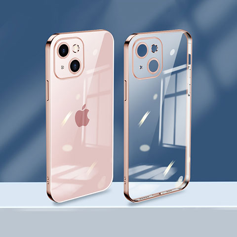 Silikon Schutzhülle Ultra Dünn Flexible Tasche Durchsichtig Transparent H08 für Apple iPhone 13 Mini Rosegold