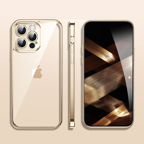 Silikon Schutzhülle Ultra Dünn Flexible Tasche Durchsichtig Transparent H09 für Apple iPhone 14 Pro Gold