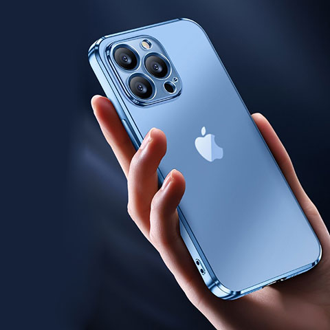 Silikon Schutzhülle Ultra Dünn Flexible Tasche Durchsichtig Transparent H10 für Apple iPhone 13 Pro Blau