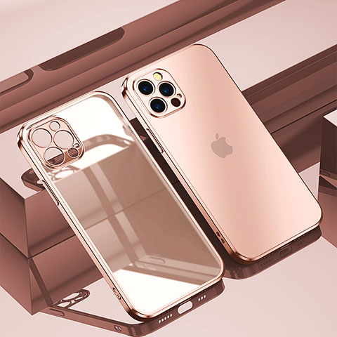 Silikon Schutzhülle Ultra Dünn Flexible Tasche Durchsichtig Transparent H11 für Apple iPhone 15 Pro Rosegold