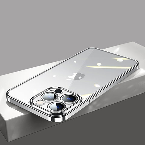 Silikon Schutzhülle Ultra Dünn Flexible Tasche Durchsichtig Transparent H12 für Apple iPhone 13 Pro Silber