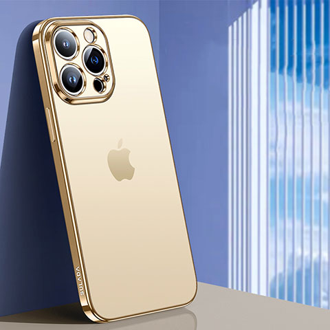 Silikon Schutzhülle Ultra Dünn Flexible Tasche Durchsichtig Transparent LD1 für Apple iPhone 14 Pro Gold