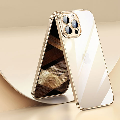 Silikon Schutzhülle Ultra Dünn Flexible Tasche Durchsichtig Transparent LD2 für Apple iPhone 15 Pro Gold