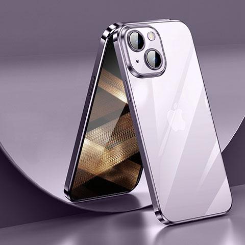 Silikon Schutzhülle Ultra Dünn Flexible Tasche Durchsichtig Transparent LD2 für Apple iPhone 15 Violett