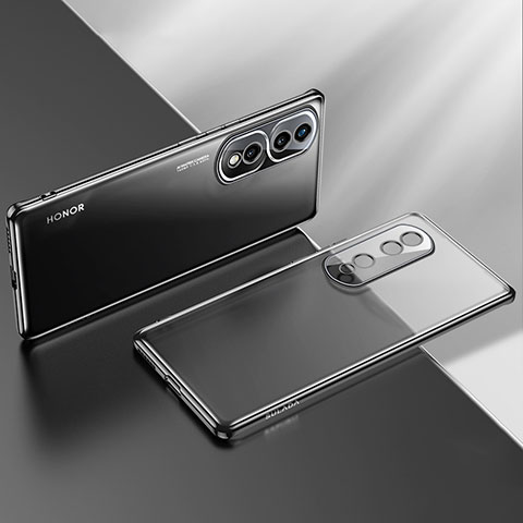 Silikon Schutzhülle Ultra Dünn Flexible Tasche Durchsichtig Transparent LD2 für Huawei Honor 80 Pro 5G Schwarz