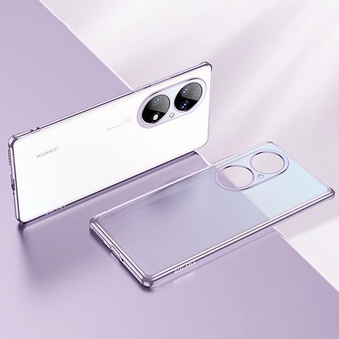 Silikon Schutzhülle Ultra Dünn Flexible Tasche Durchsichtig Transparent LD2 für Huawei P50e Violett