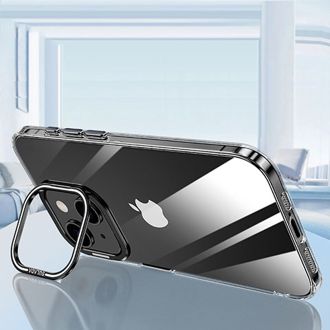 Silikon Schutzhülle Ultra Dünn Flexible Tasche Durchsichtig Transparent LD6 für Apple iPhone 14 Plus Schwarz