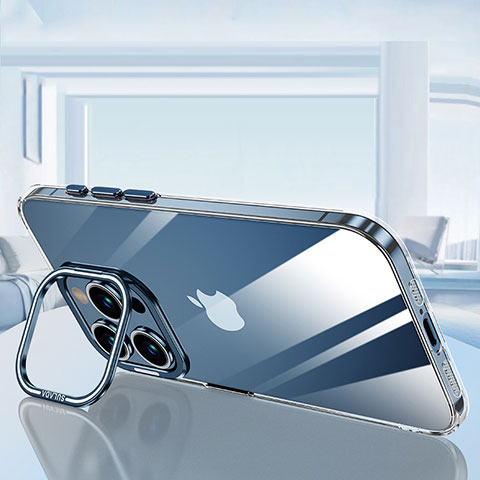 Silikon Schutzhülle Ultra Dünn Flexible Tasche Durchsichtig Transparent LD6 für Apple iPhone 14 Pro Blau