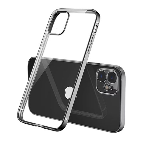 Silikon Schutzhülle Ultra Dünn Flexible Tasche Durchsichtig Transparent N01 für Apple iPhone 12 Mini Schwarz