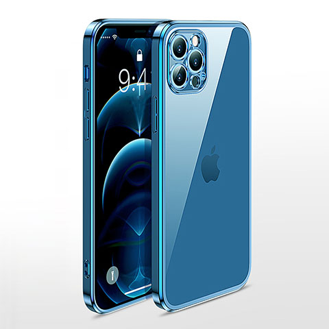 Silikon Schutzhülle Ultra Dünn Flexible Tasche Durchsichtig Transparent N01 für Apple iPhone 12 Pro Blau