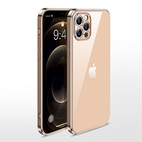 Silikon Schutzhülle Ultra Dünn Flexible Tasche Durchsichtig Transparent N01 für Apple iPhone 12 Pro Gold