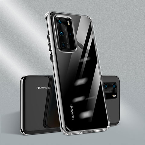 Silikon Schutzhülle Ultra Dünn Flexible Tasche Durchsichtig Transparent N01 für Huawei P40 Pro Schwarz