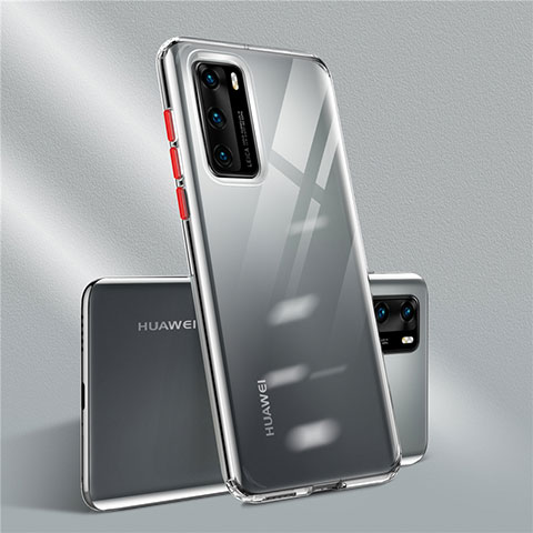 Silikon Schutzhülle Ultra Dünn Flexible Tasche Durchsichtig Transparent N01 für Huawei P40 Rot