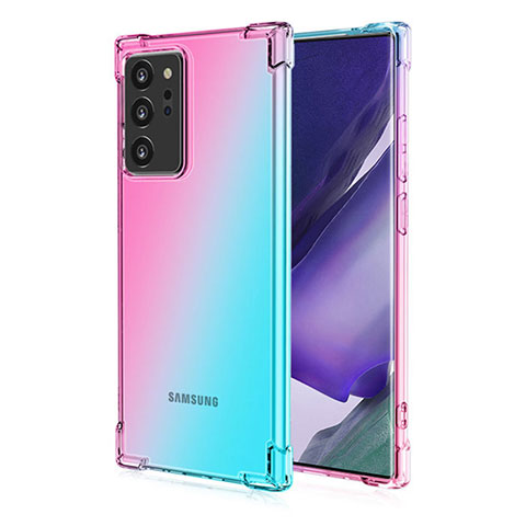 Silikon Schutzhülle Ultra Dünn Flexible Tasche Durchsichtig Transparent N01 für Samsung Galaxy Note 20 Ultra 5G Cyan