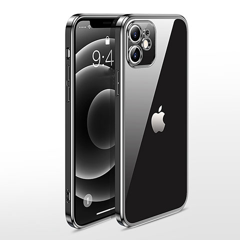 Silikon Schutzhülle Ultra Dünn Flexible Tasche Durchsichtig Transparent N04 für Apple iPhone 12 Mini Schwarz