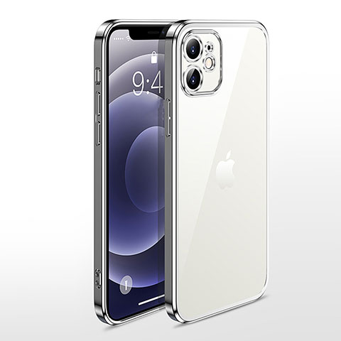 Silikon Schutzhülle Ultra Dünn Flexible Tasche Durchsichtig Transparent N04 für Apple iPhone 12 Silber