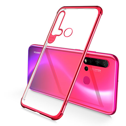 Silikon Schutzhülle Ultra Dünn Flexible Tasche Durchsichtig Transparent S01 für Huawei Nova 5i Rot