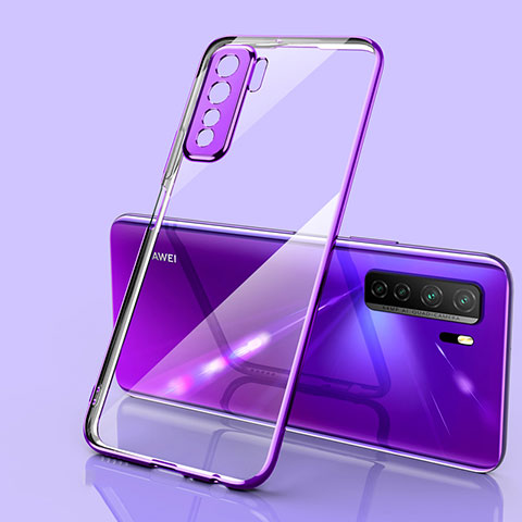 Silikon Schutzhülle Ultra Dünn Flexible Tasche Durchsichtig Transparent S01 für Huawei Nova 7 SE 5G Violett