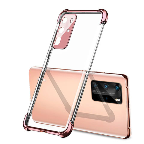 Silikon Schutzhülle Ultra Dünn Flexible Tasche Durchsichtig Transparent S01 für Huawei P40 Pro Rosegold