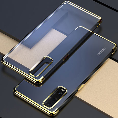 Silikon Schutzhülle Ultra Dünn Flexible Tasche Durchsichtig Transparent S01 für Oppo Find X2 Gold