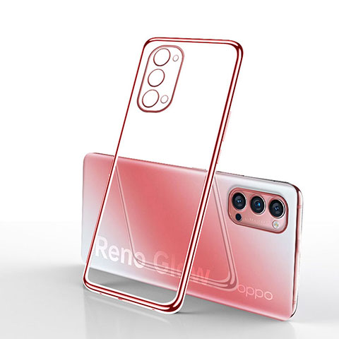 Silikon Schutzhülle Ultra Dünn Flexible Tasche Durchsichtig Transparent S01 für Oppo Reno4 Pro 5G Rot