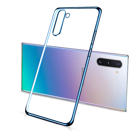 Silikon Schutzhülle Ultra Dünn Flexible Tasche Durchsichtig Transparent S01 für Samsung Galaxy Note 10 Blau