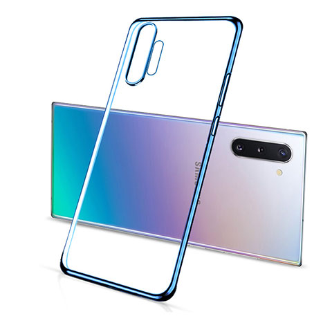 Silikon Schutzhülle Ultra Dünn Flexible Tasche Durchsichtig Transparent S01 für Samsung Galaxy Note 10 Plus 5G Blau