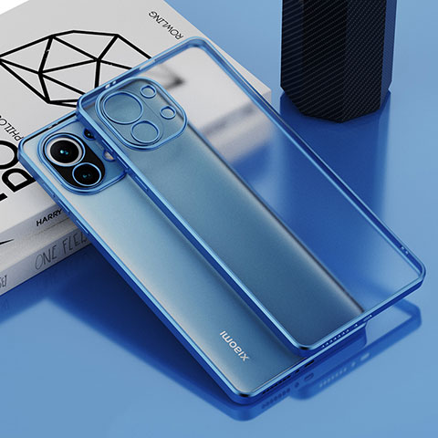 Silikon Schutzhülle Ultra Dünn Flexible Tasche Durchsichtig Transparent S01 für Xiaomi Mi 11 Lite 4G Blau