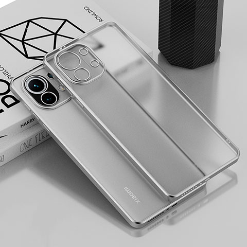 Silikon Schutzhülle Ultra Dünn Flexible Tasche Durchsichtig Transparent S01 für Xiaomi Mi 11 Lite 5G NE Silber