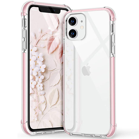 Silikon Schutzhülle Ultra Dünn Flexible Tasche Durchsichtig Transparent S02 für Apple iPhone 12 Mini Rosa