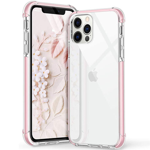 Silikon Schutzhülle Ultra Dünn Flexible Tasche Durchsichtig Transparent S02 für Apple iPhone 12 Pro Max Rosa