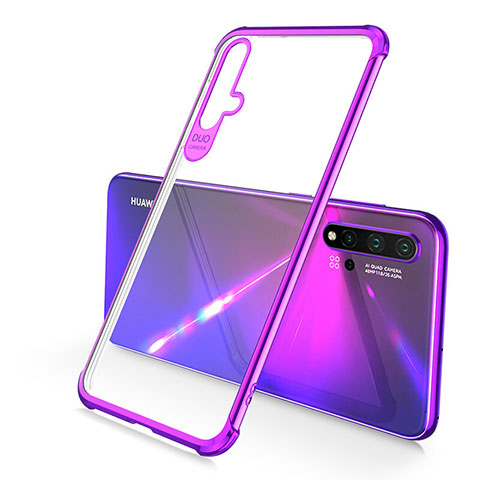 Silikon Schutzhülle Ultra Dünn Flexible Tasche Durchsichtig Transparent S02 für Huawei Nova 5 Pro Violett