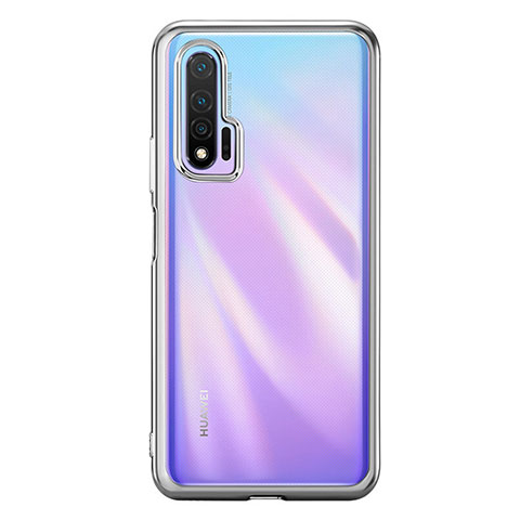 Silikon Schutzhülle Ultra Dünn Flexible Tasche Durchsichtig Transparent S02 für Huawei Nova 6 5G Silber