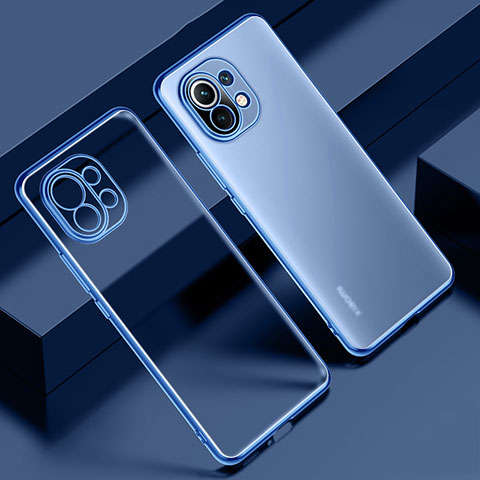 Silikon Schutzhülle Ultra Dünn Flexible Tasche Durchsichtig Transparent S02 für Xiaomi Mi 11 Lite 5G NE Blau