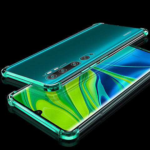 Silikon Schutzhülle Ultra Dünn Flexible Tasche Durchsichtig Transparent S02 für Xiaomi Mi Note 10 Grün