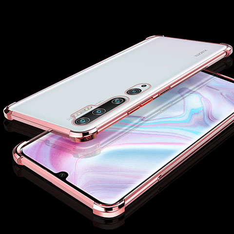 Silikon Schutzhülle Ultra Dünn Flexible Tasche Durchsichtig Transparent S02 für Xiaomi Mi Note 10 Rosegold