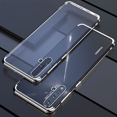 Silikon Schutzhülle Ultra Dünn Flexible Tasche Durchsichtig Transparent S04 für Huawei Nova 5 Pro Silber