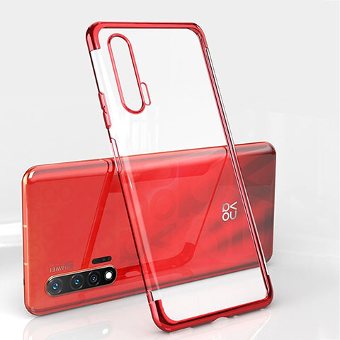 Silikon Schutzhülle Ultra Dünn Flexible Tasche Durchsichtig Transparent S04 für Huawei Nova 6 Rot